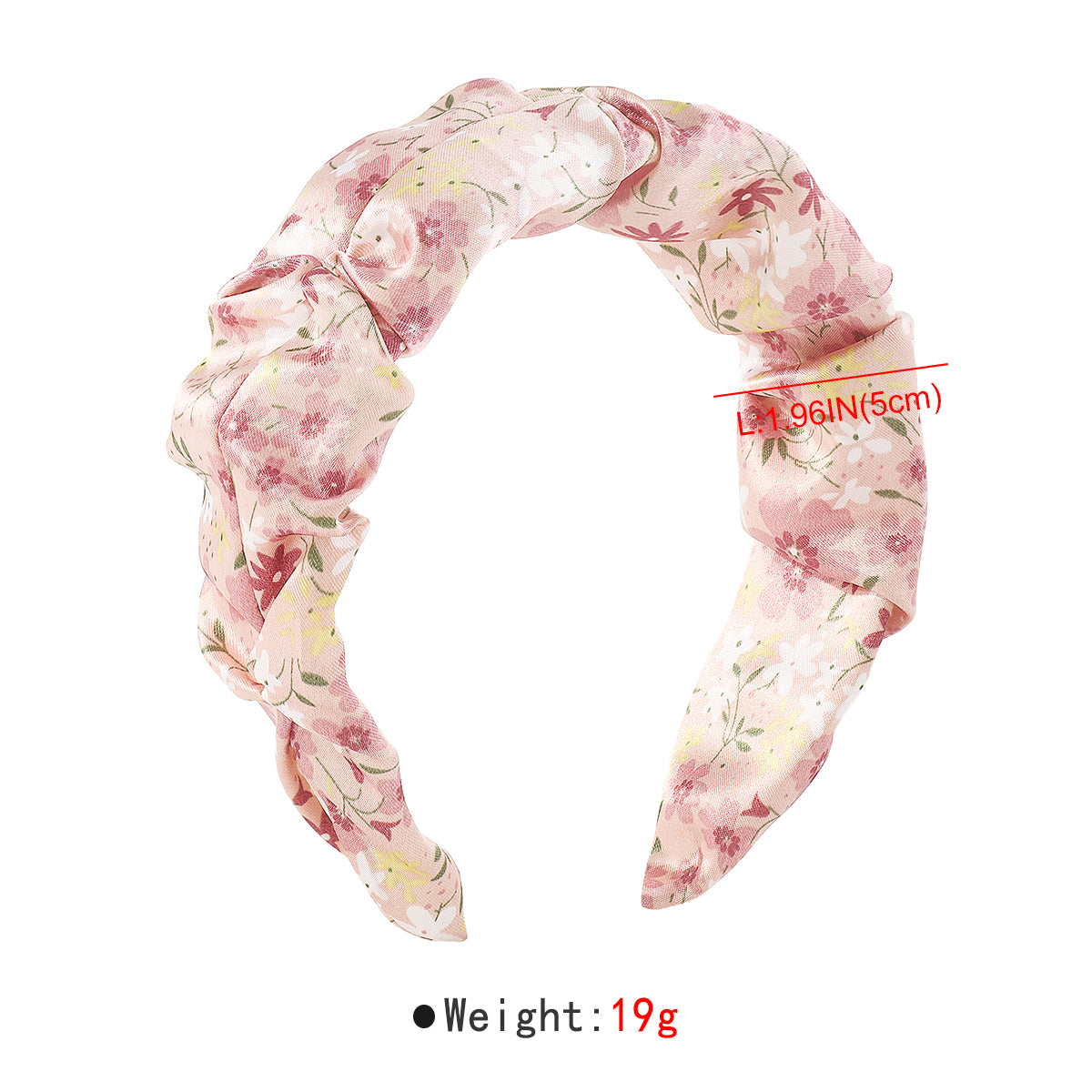 F6216 Satin Floral Ruched Headband