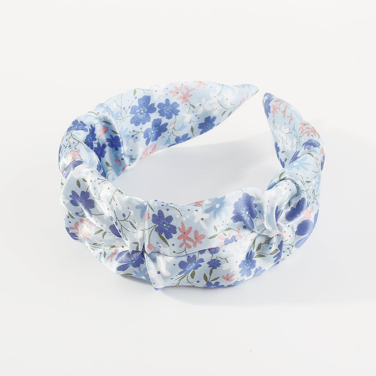 F6216 Satin Floral Ruched Headband