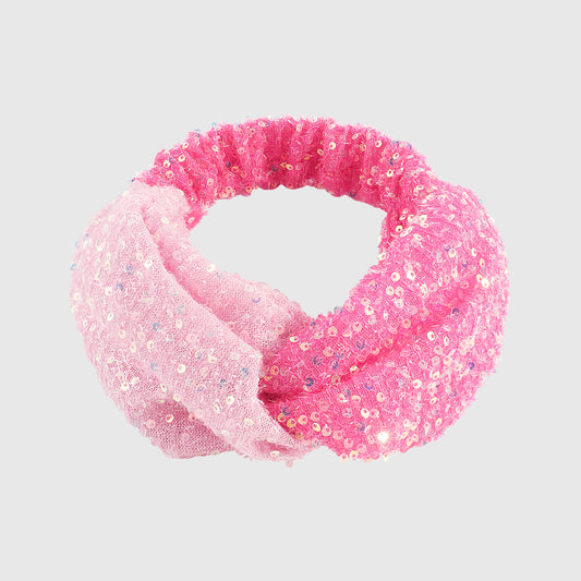 F6235 Dou Color Mesh Sequin Cross Headband