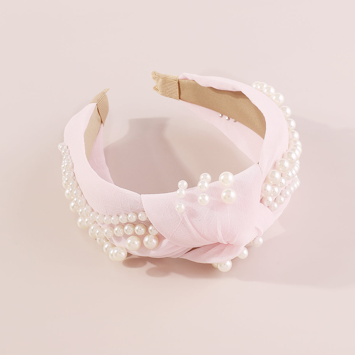 F6323 Candy Color Mesh Pearl Knotted Headband
