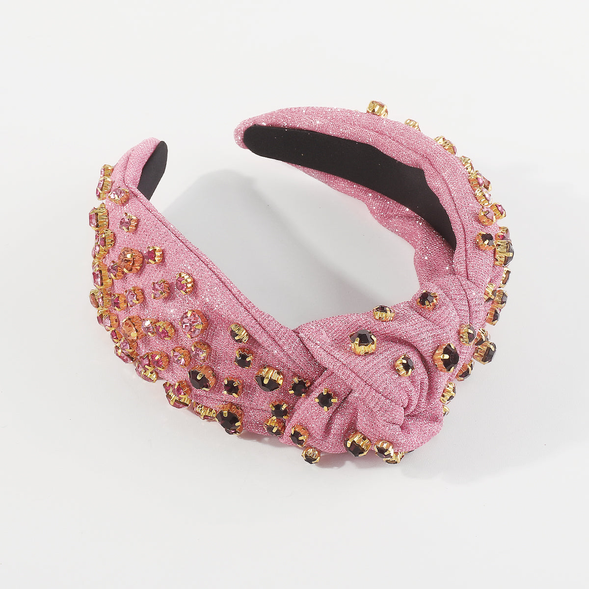 F6366 Metallic Full Rhinestone Top Knot Headband