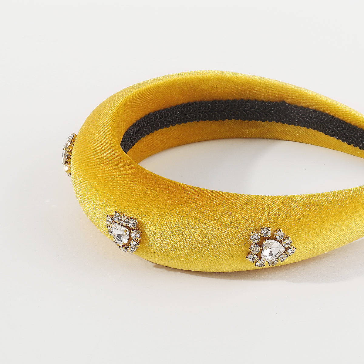 F6376 Velvet Halo Crystal Heart Padded Headband