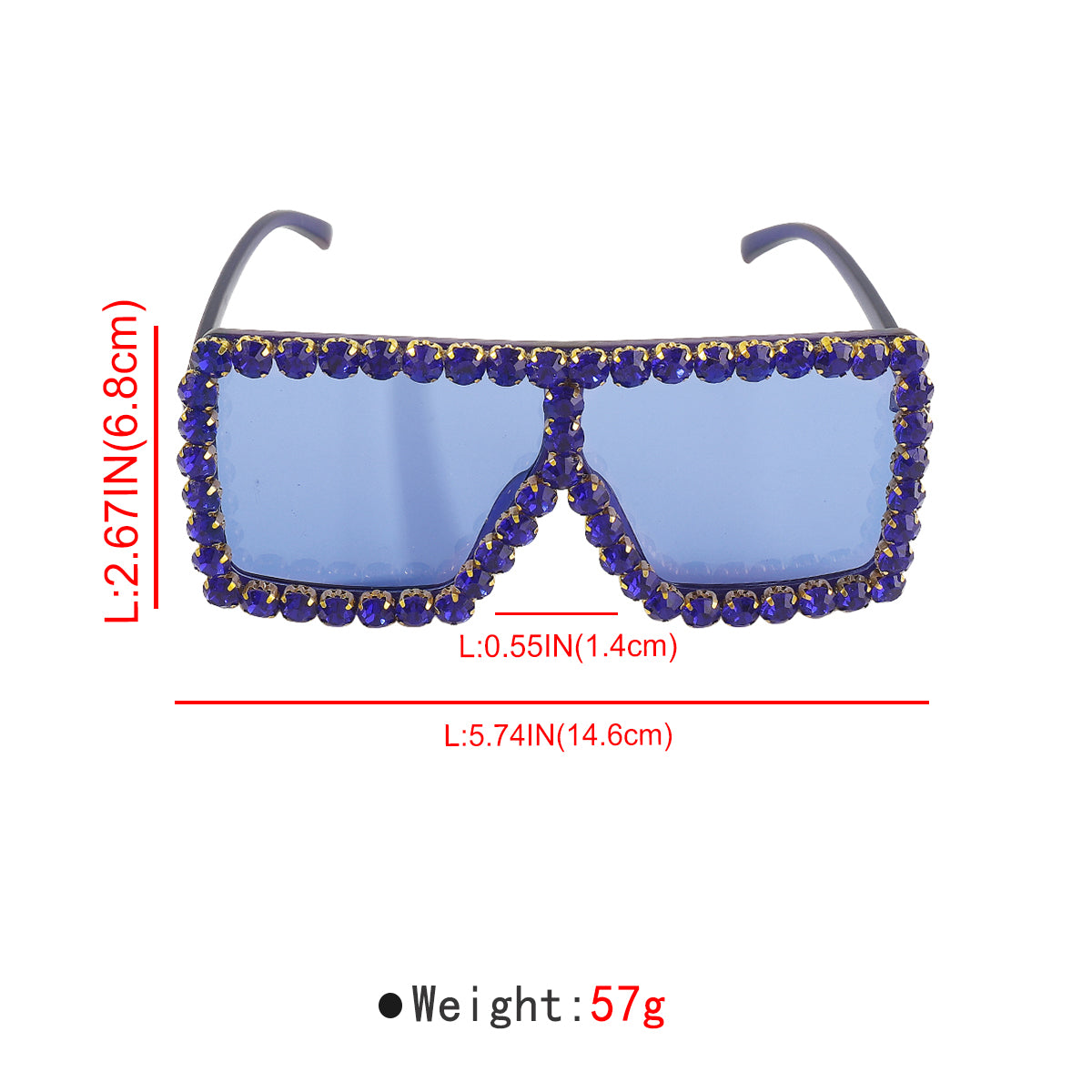 GL036 Bling Crystal Oversized Square Sunglasses