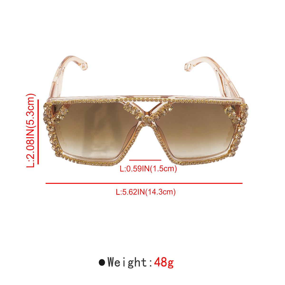 GL042 Crystal Oversized Square Sunglasses