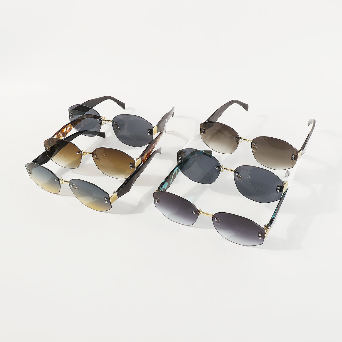 GL052 Frameless Ombre Nonagon Sunglasses
