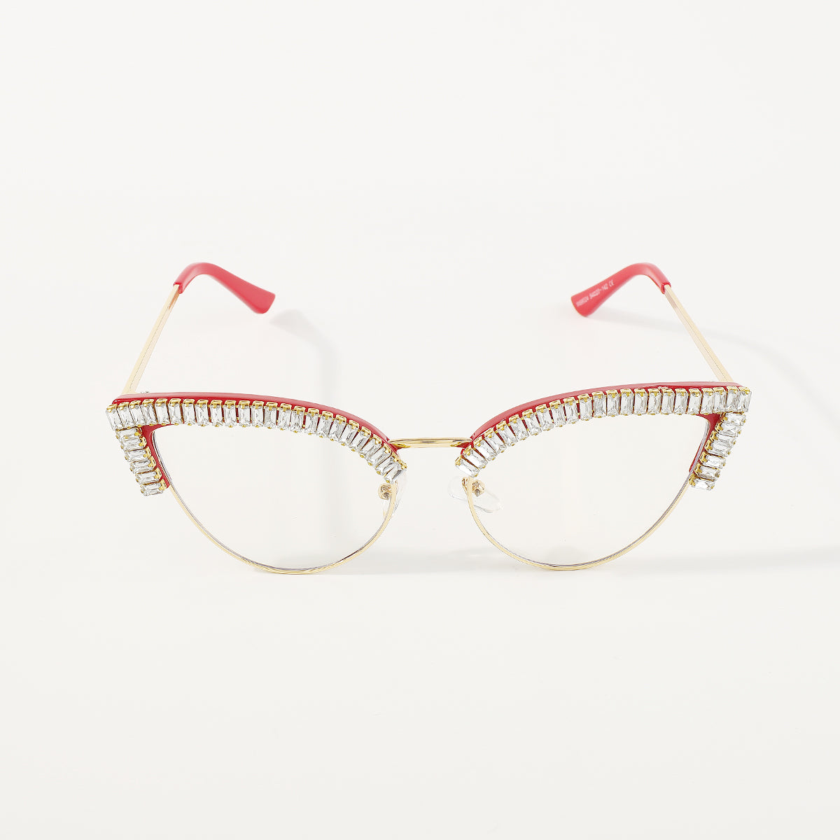 GL075 Rainbow Rhinestone Anti Blue Light Cat Eye Glasses