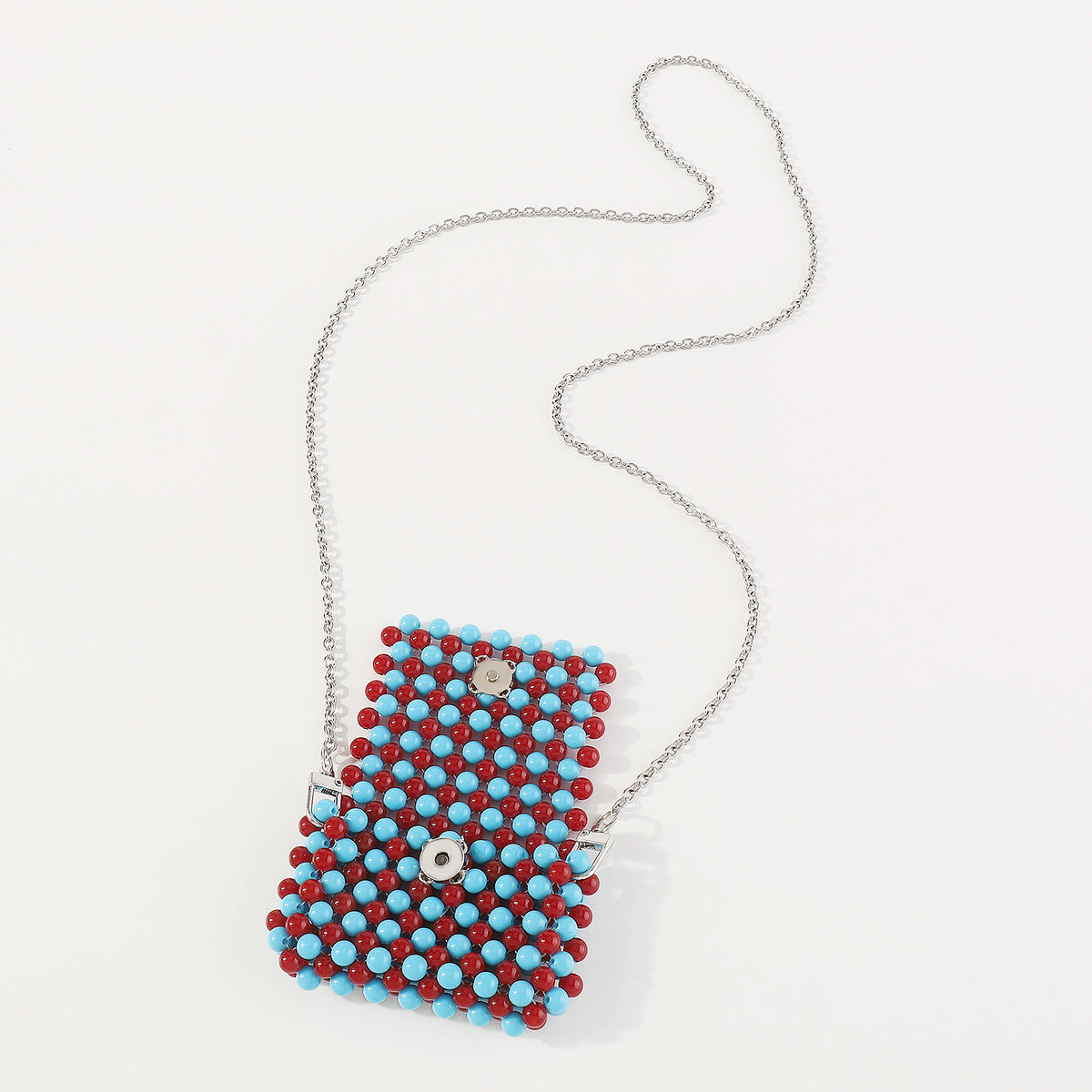 H0019 Luxury Mini Square Shape Blue & Red Pearl Bag