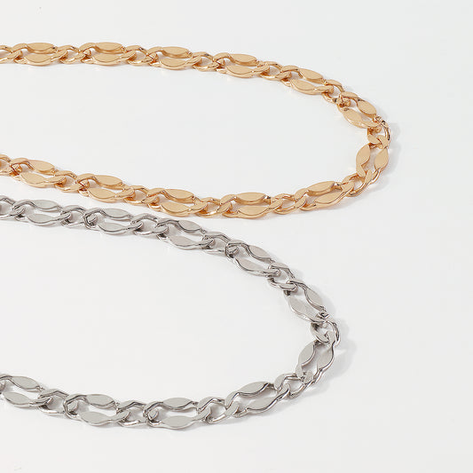 N10402 Gold Silver Oval Chain Necklace