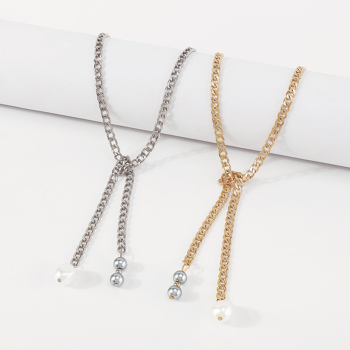 N10571 Long Tassel Chain Pearl Pendant Neclace