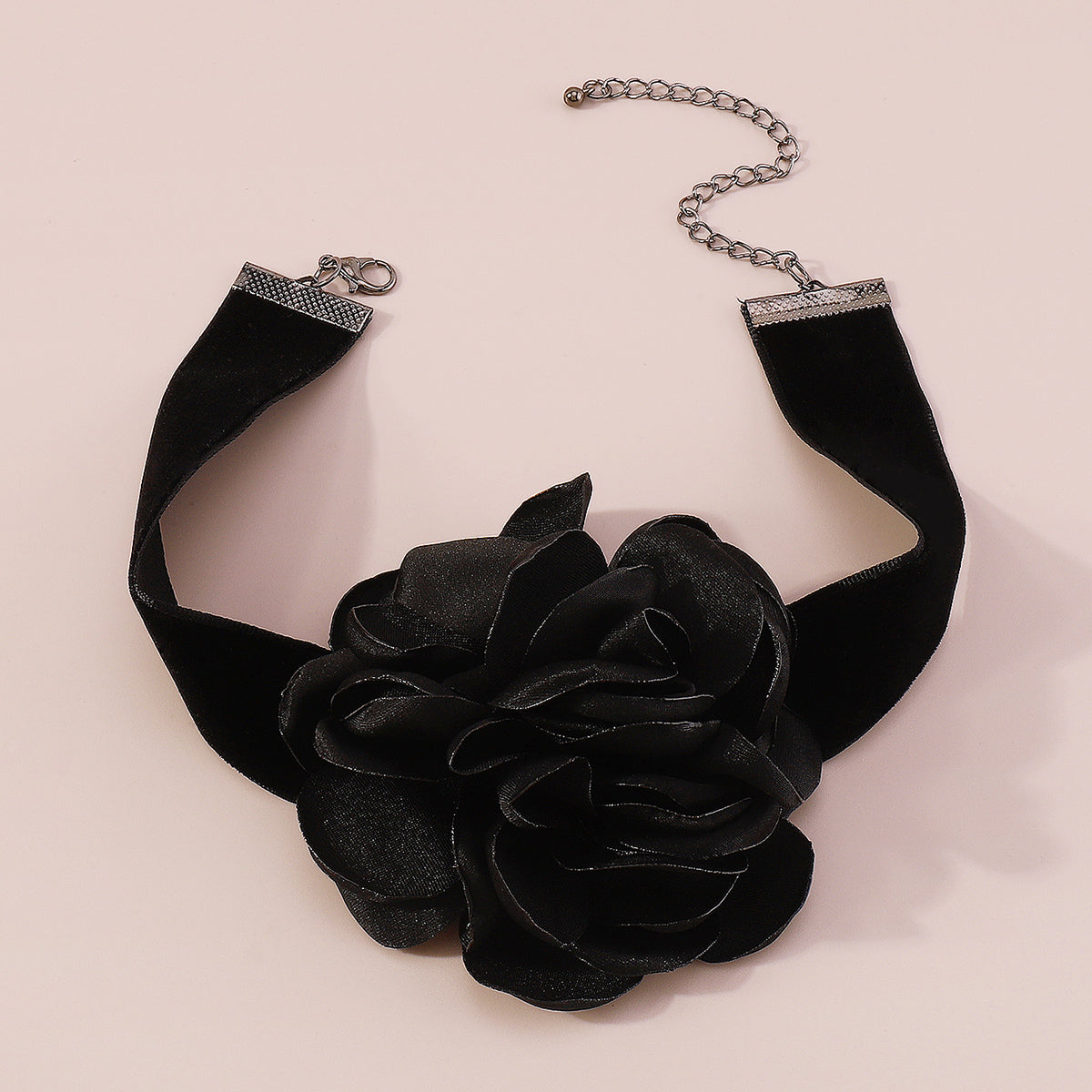 N10282 Retro Romantic Fabric Rose Flower Choker Necklace