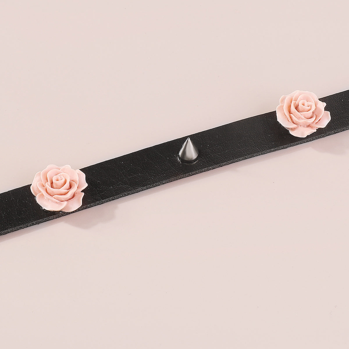 N11150 PU Leather With Resin Flower Choker Necklace