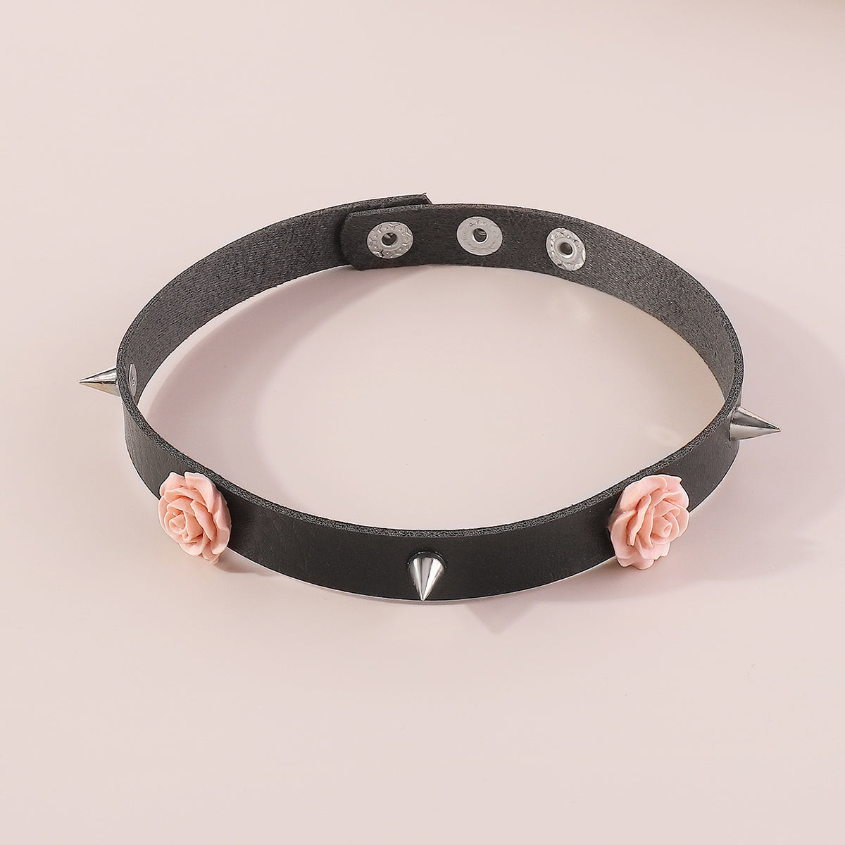N11150 PU Leather With Resin Flower Choker Necklace