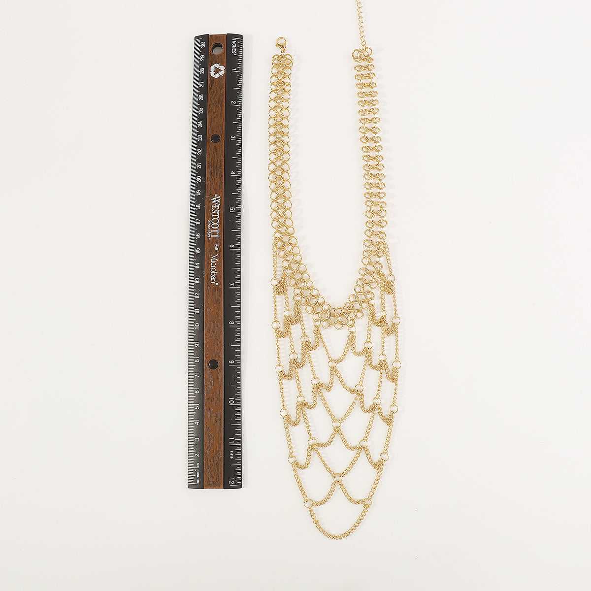 N11211 Metal Latticed Long Pendant Necklace