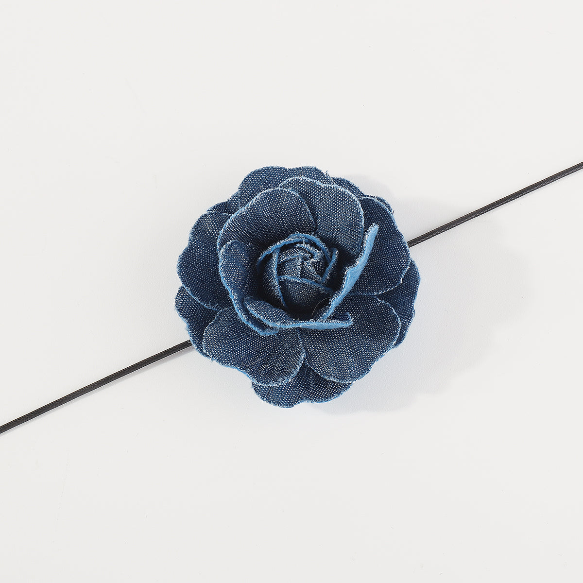 N11261 Retro Denim Flower Choker Necklace