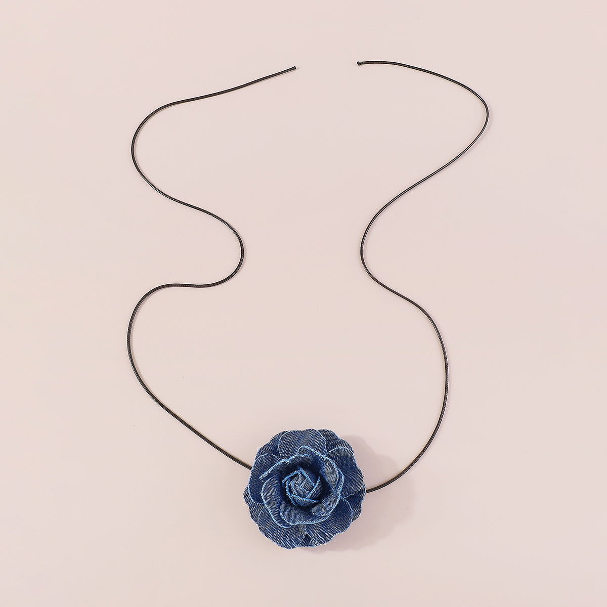 N11261 Retro Denim Flower Choker Necklace