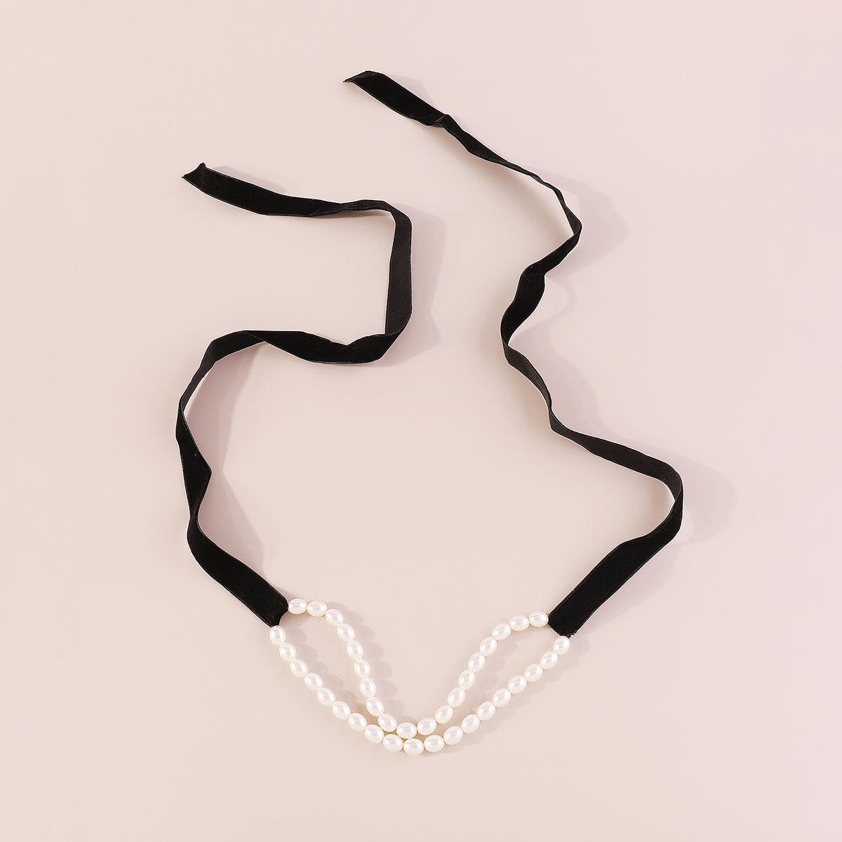 N11335 Flannel Pearl Chain Choker Necklace