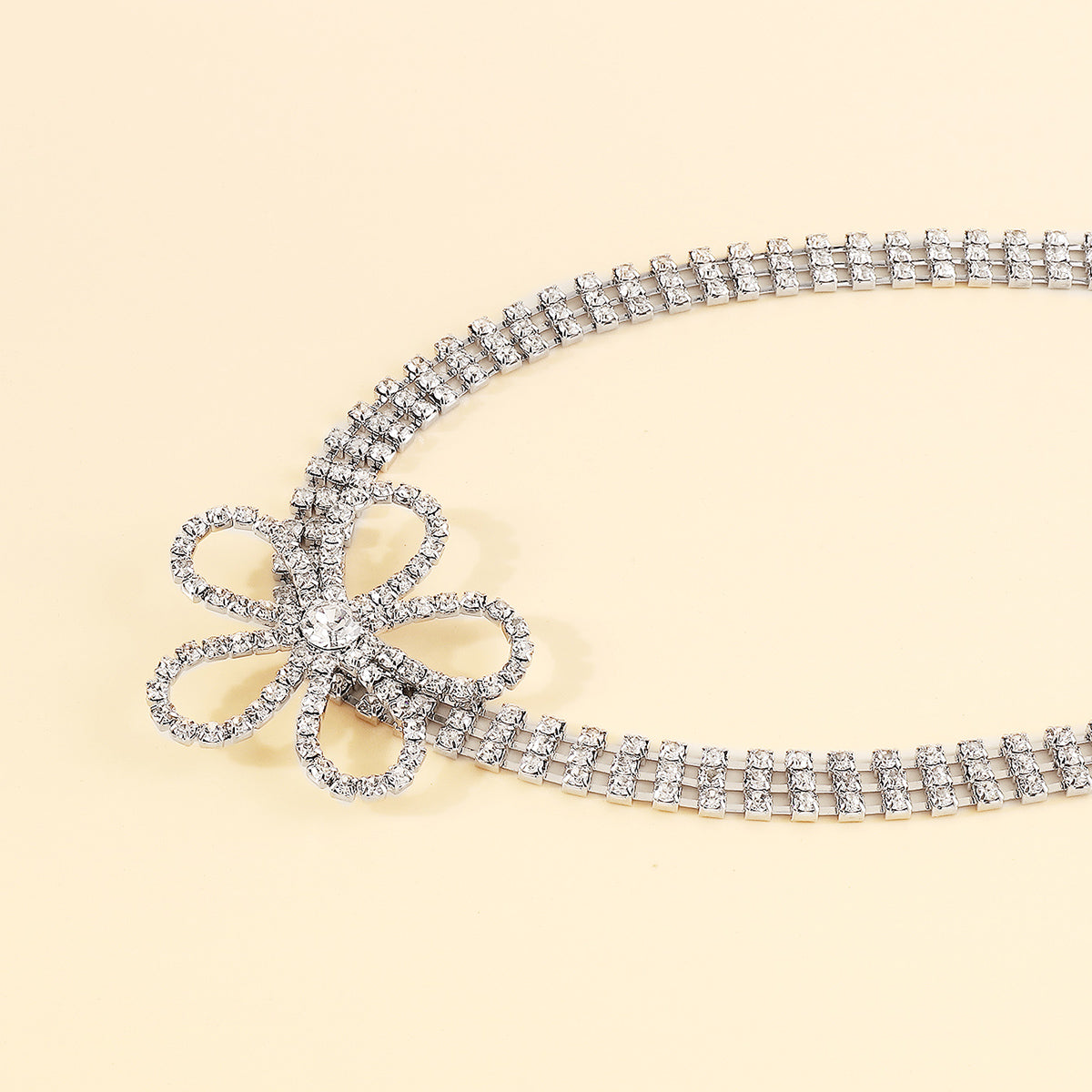 N11375 Crystal Flower Choker Necklace