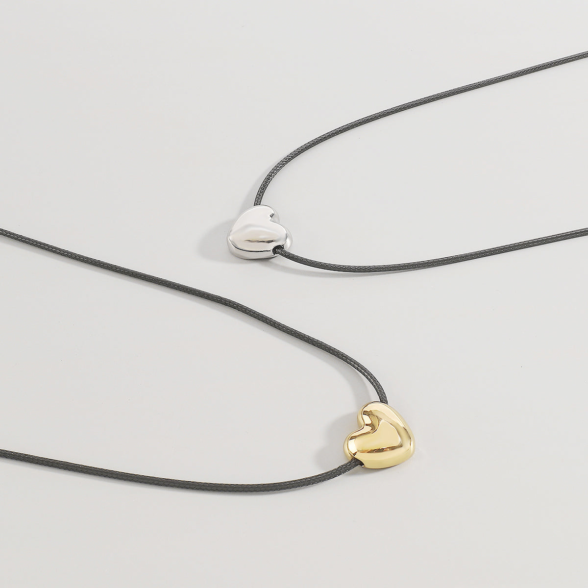 N11419 Adjustable Drawstring Heart Pendant Necklace