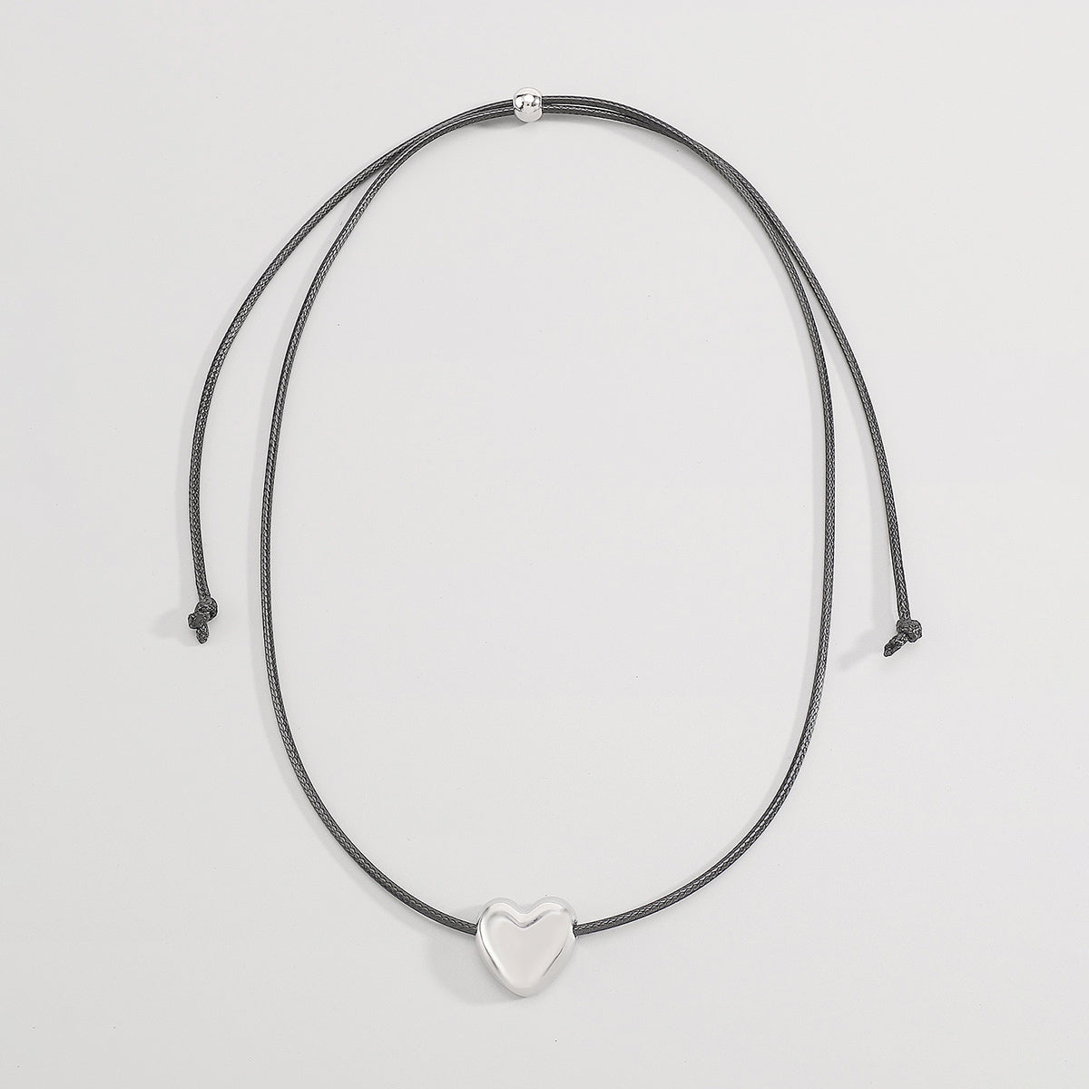 N11419 Adjustable Drawstring Heart Pendant Necklace