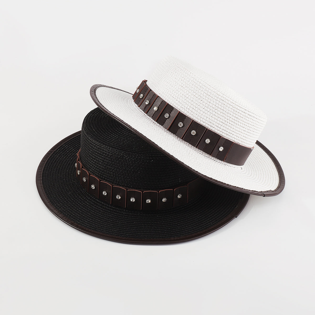Q0143 Vegan Leather Trim Panama Hat