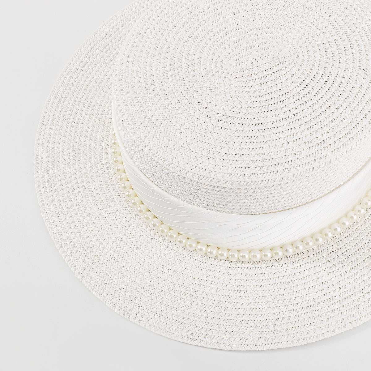 Q0146 Pearl Trim Sun Hat Tropical Panama Hat