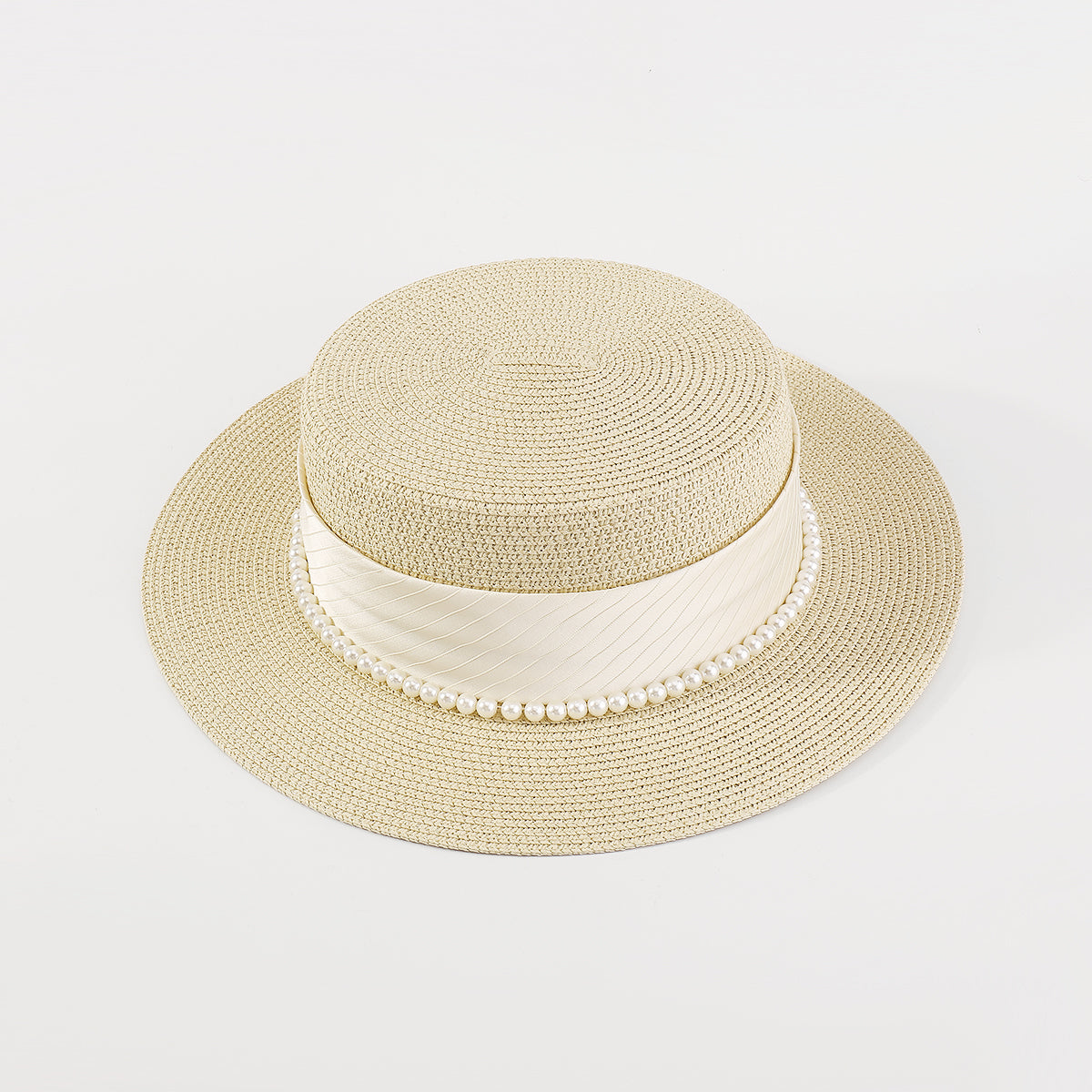Q0146 Pearl Trim Sun Hat Tropical Panama Hat