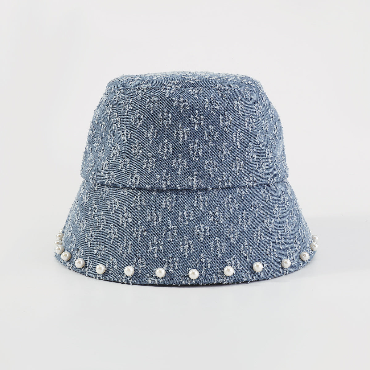 Q0157 Pearl Embellished Denim Bucket Hat