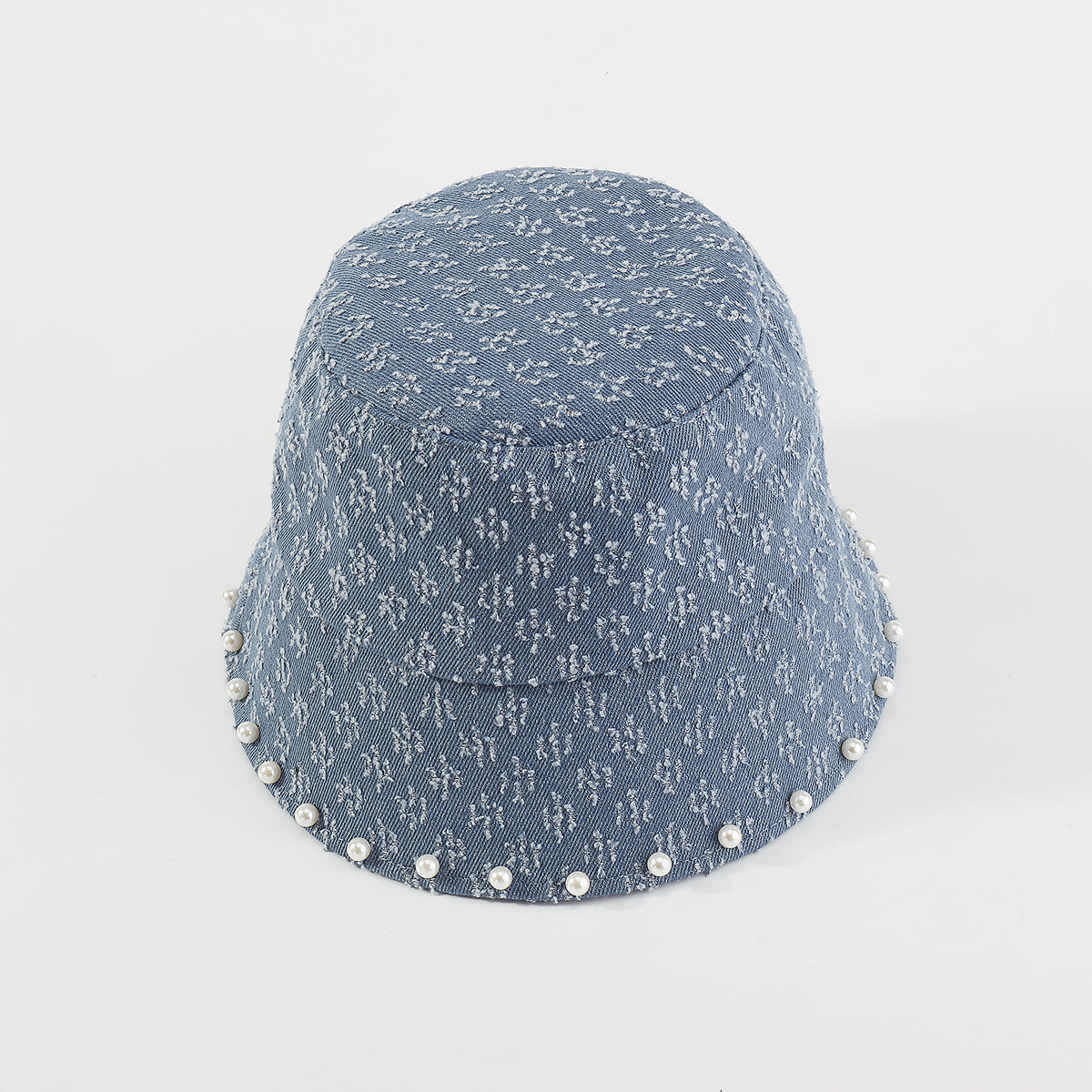 Q0157 Pearl Embellished Denim Bucket Hat
