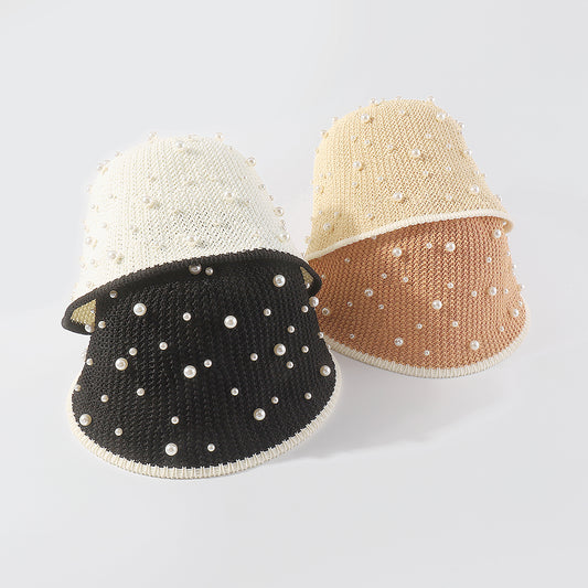 Q0192 Pearl Embellished Mini Brim Bucket Hat