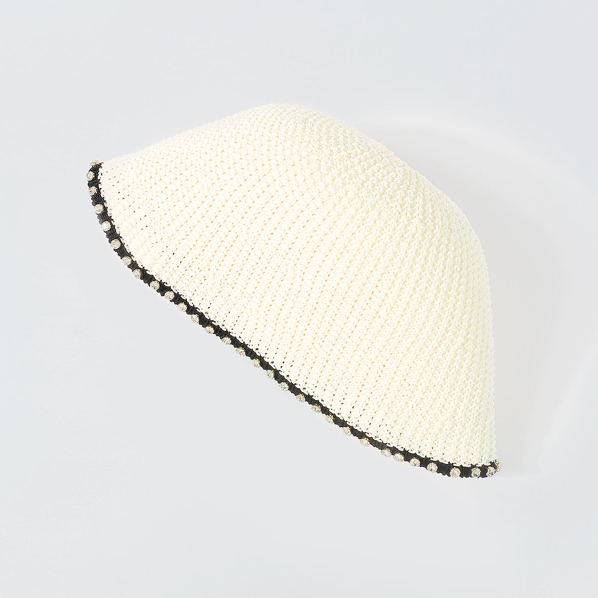 Q0197 Packable Rhinestone Trim Bucket Hat