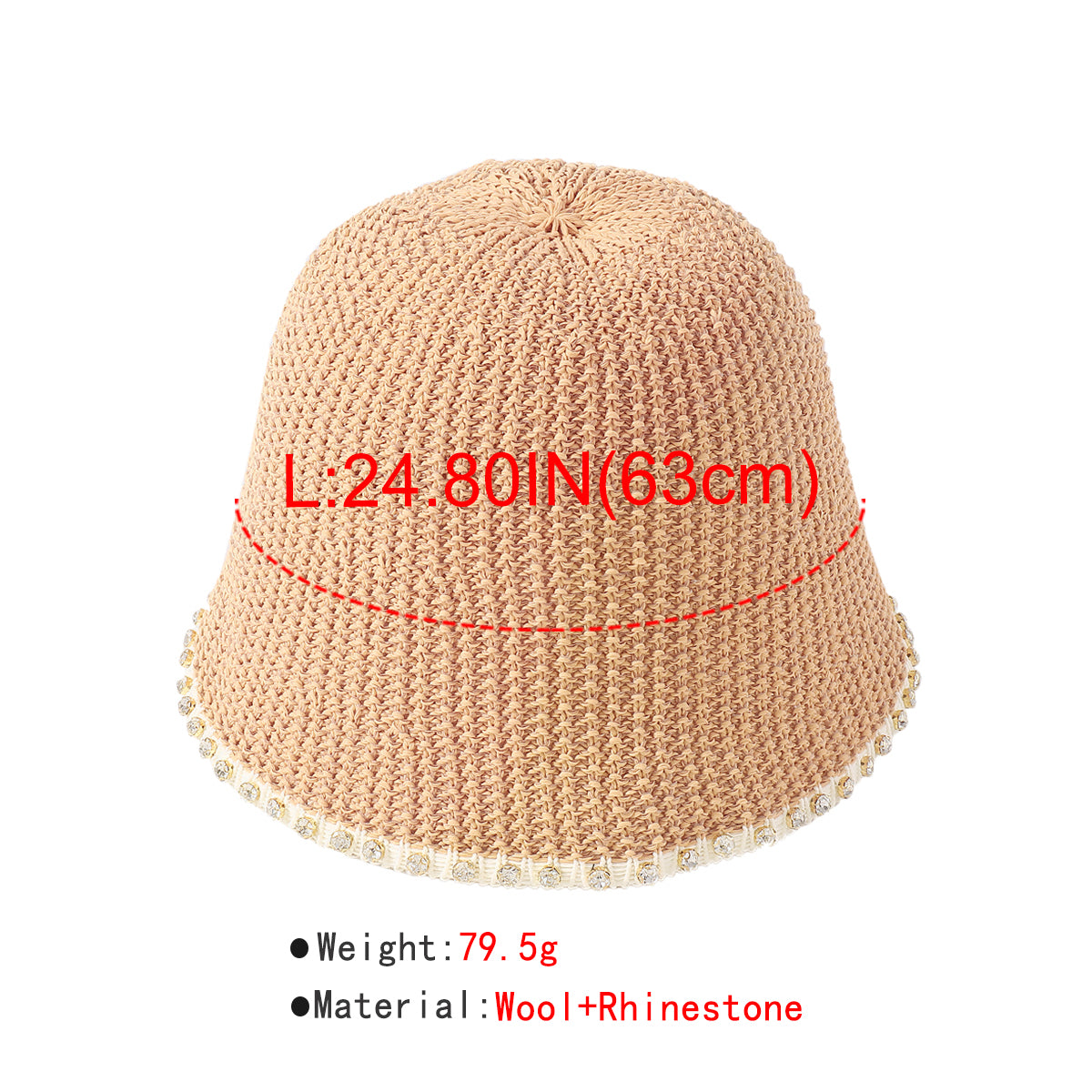 Q0197 Packable Rhinestone Trim Bucket Hat