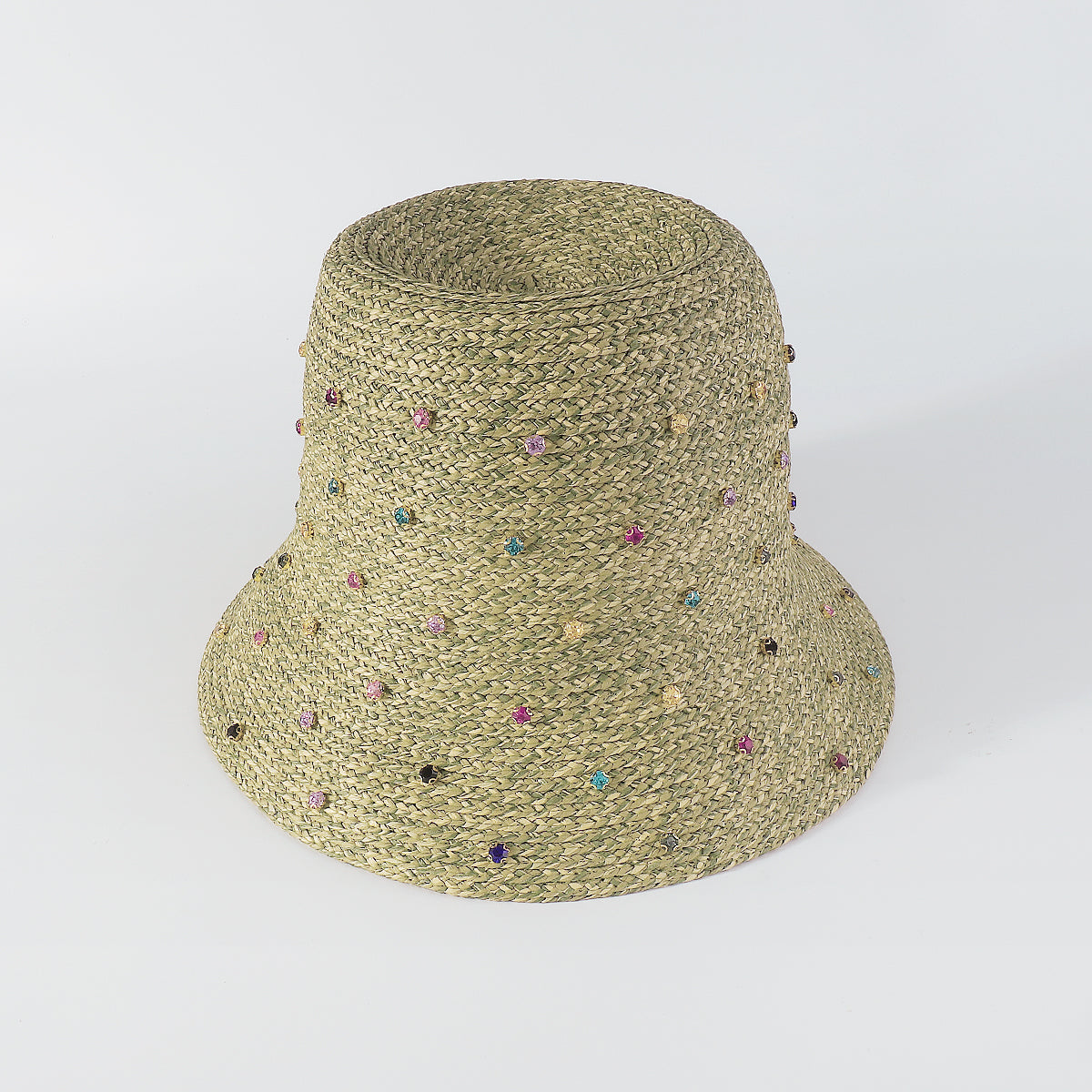 Q0218 Sparkling Full Rainbow Rhinestone Bucket Hat