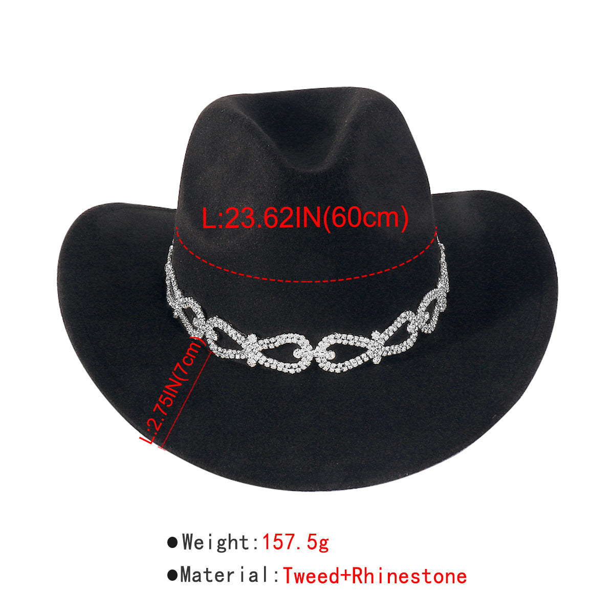 Q0230 Tweed w/Rhinestone Panama Hat