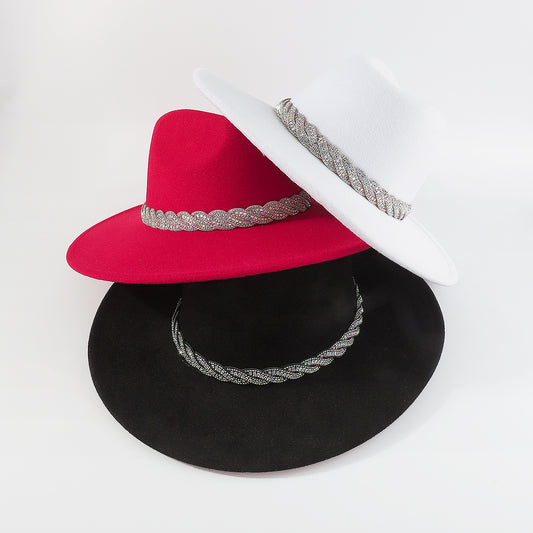 Q0277 AB Rhinestone Panama Hat