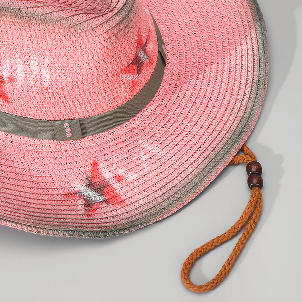 Q0295 Star Pink Wide Cowboy Hat with Strap