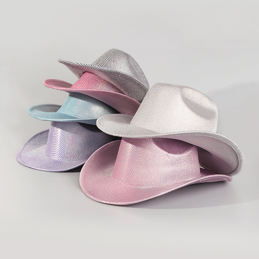 Q0296 Shiny Fabric Multicolor Cowboy Hat