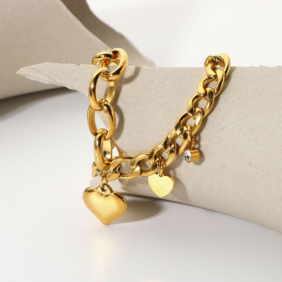 ZB0138 Stainless Steel Heart Pendant Chain Bracelet