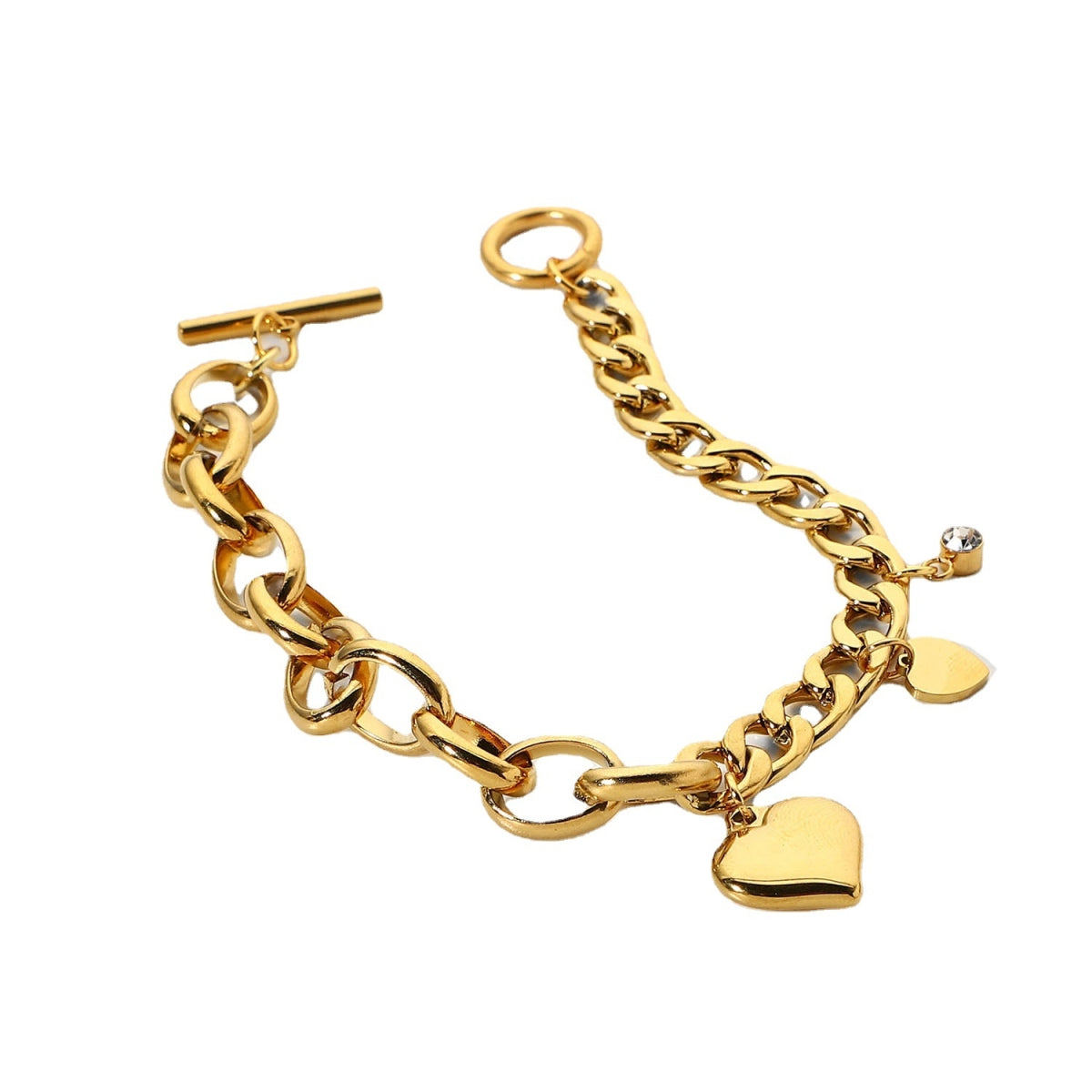 ZB0138 Stainless Steel Heart Pendant Chain Bracelet