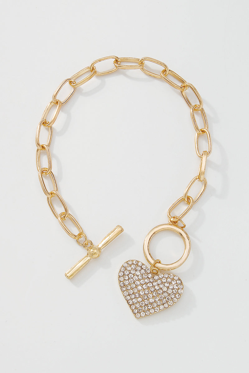 Charm Rhinestone Heart Bracelet For Women medyjewelry