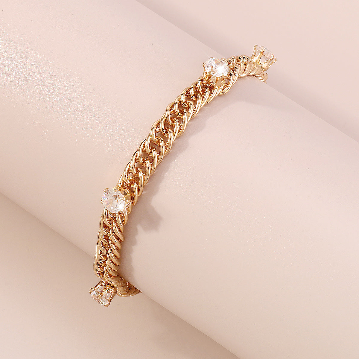 Charm Rhinestone Link Chain Bracelet medyjewelry