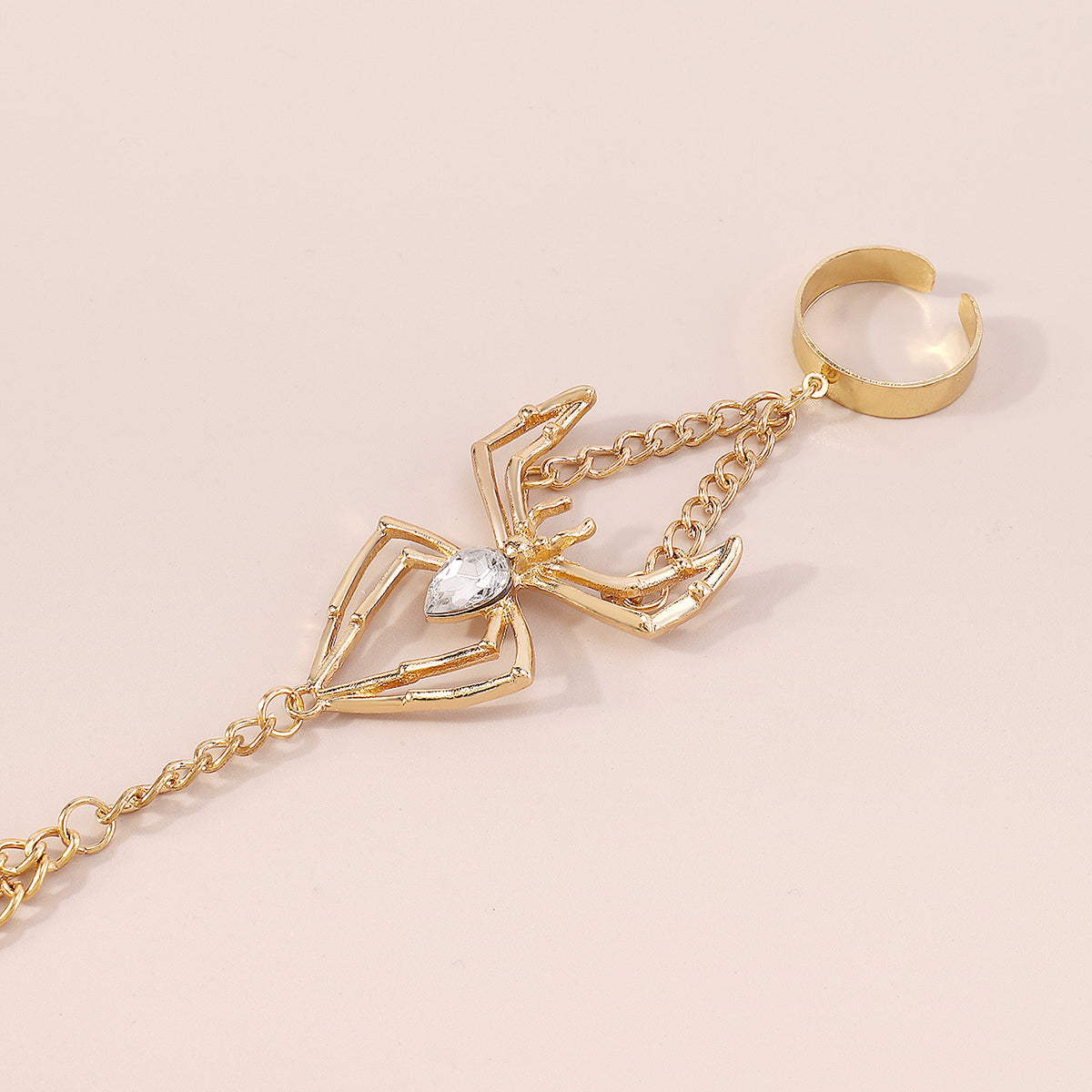 Spider Pendant Chain Bracelet Gold Metal Ring medyjewelry