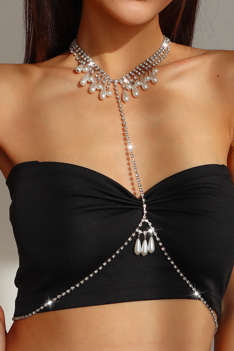 Charm Pearl Pendant Chest Body Chain medyjewelry