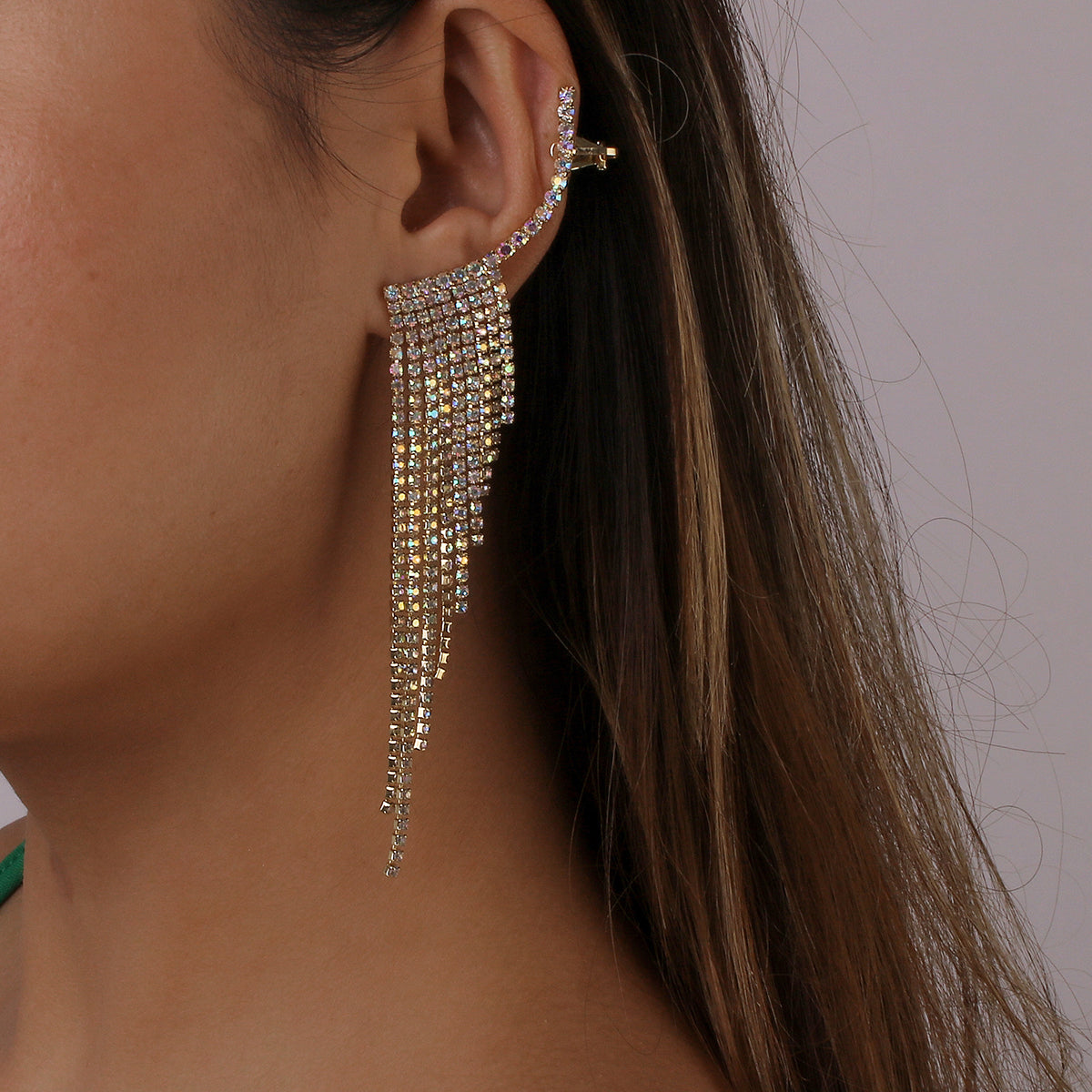 Luxury Rhinestone Long Tassel Drop Earrings medyjewelry