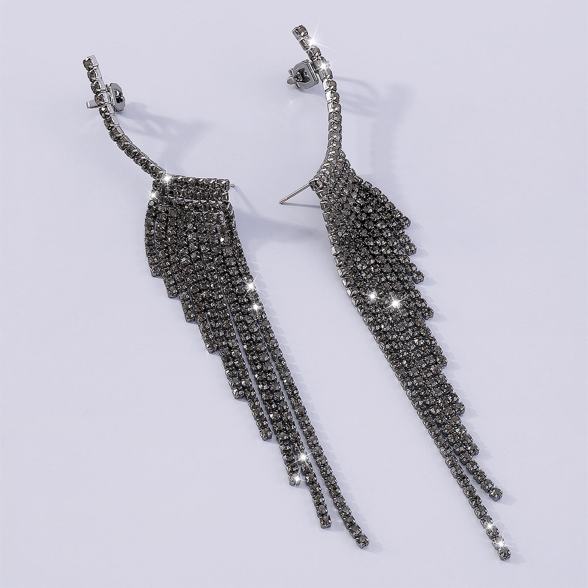 Luxury Rhinestone Long Tassel Drop Earrings medyjewelry