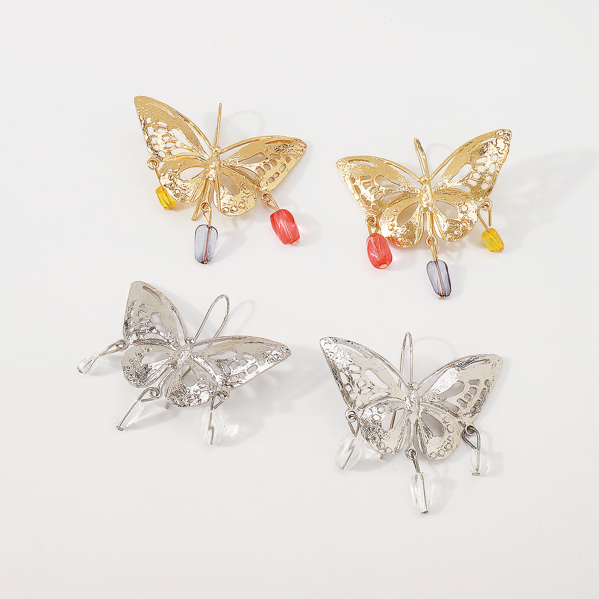 Exaggerated Metal Cutout Butterfly Dangle Earrings medyjewelry