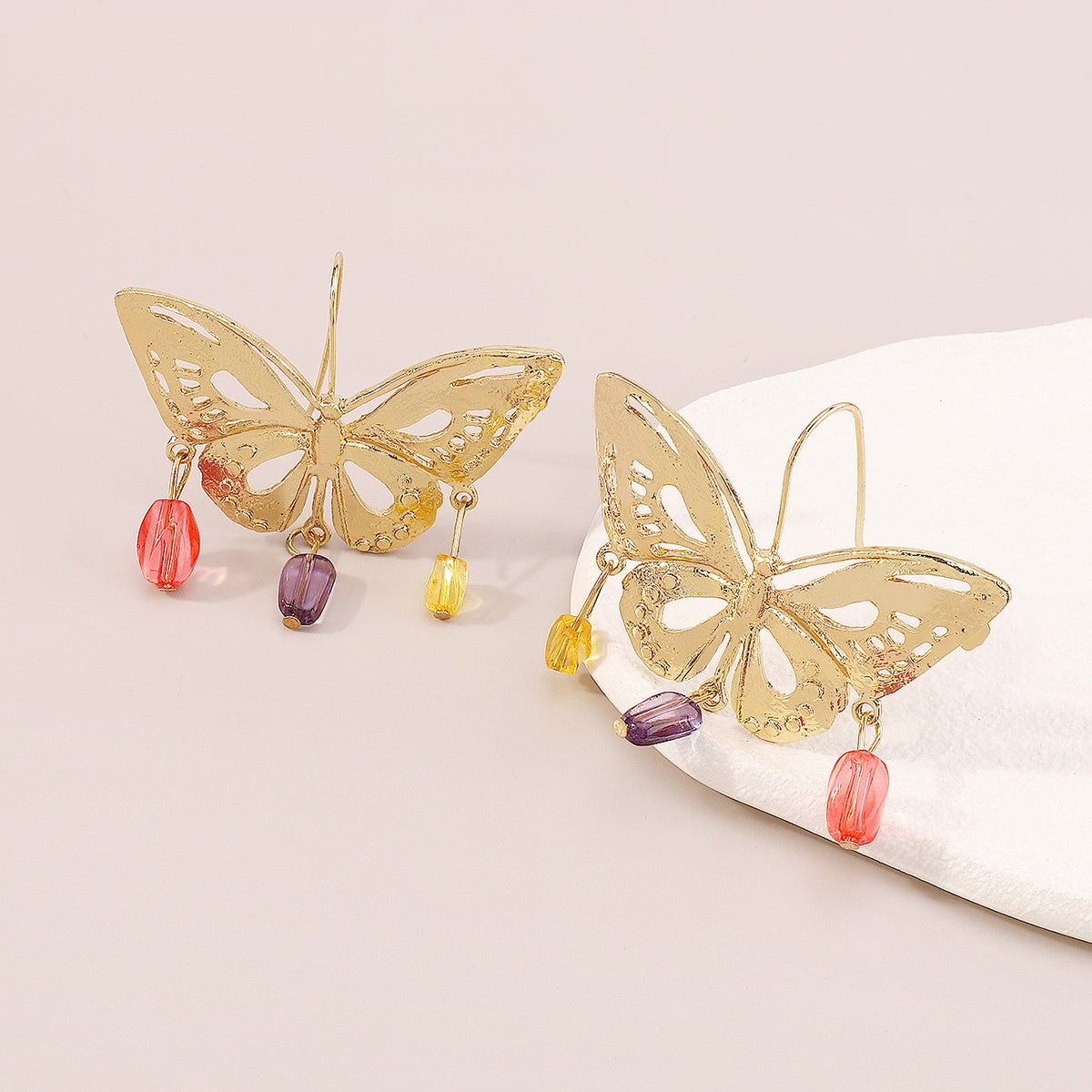 Exaggerated Metal Cutout Butterfly Dangle Earrings medyjewelry