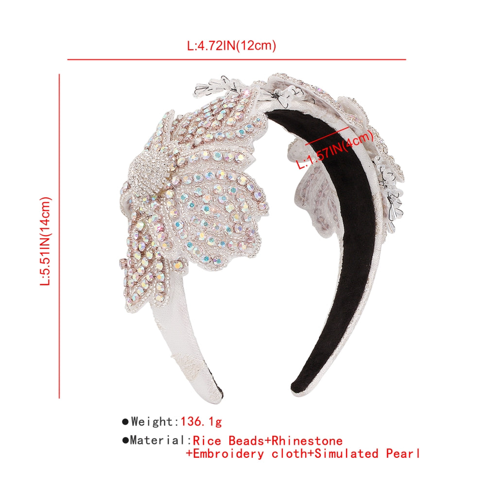 Full Rhinestone Floral Wedding Headband medyjewelry
