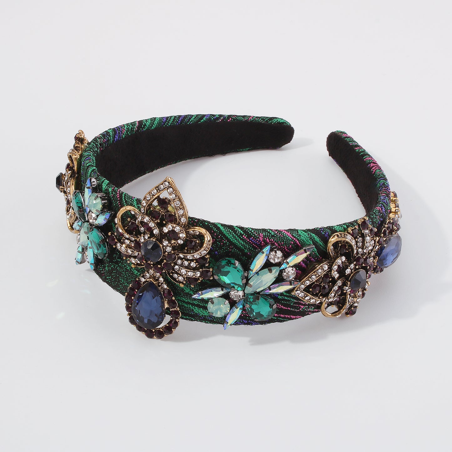 Luxurious Embroidery Flowers Bejeweled Rhinestone Headband medyjewelry