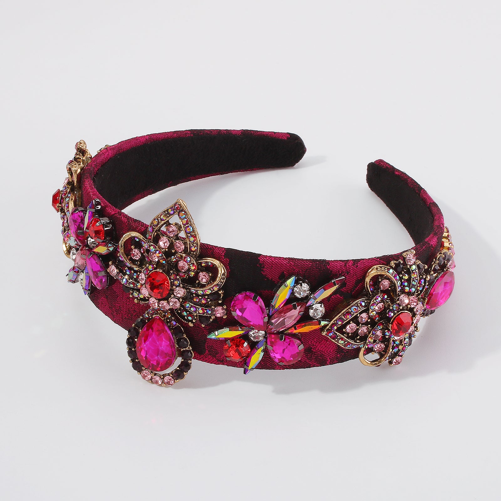 Luxurious Embroidery Flowers Bejeweled Rhinestone Headband medyjewelry
