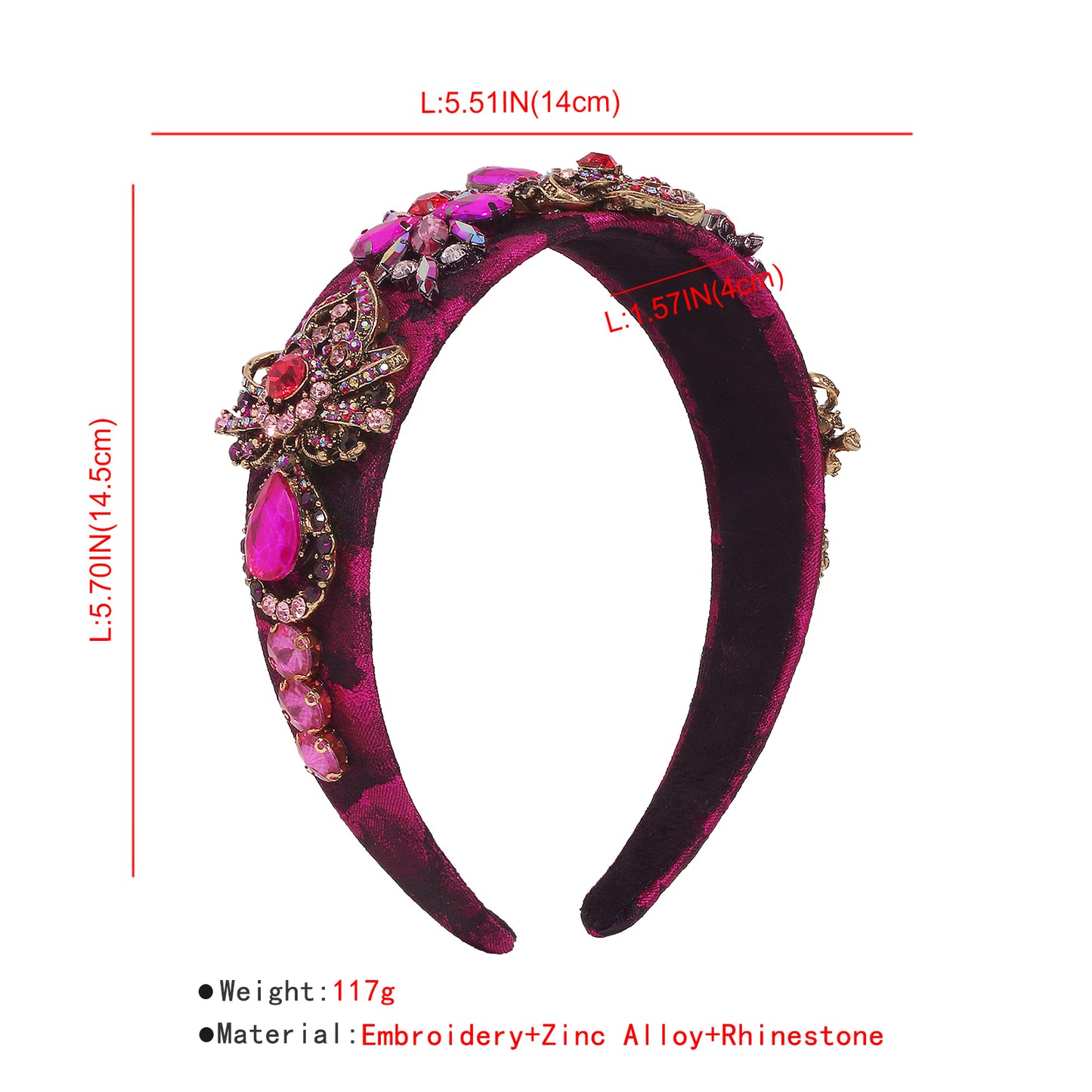 Luxurious Embroidery Flowers Bejeweled Rhinestone Headband medyjewelry